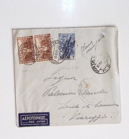64 plis majorité par avion de divers pays, Italie bien représentée dont Italie n°77 OBL cachet violet