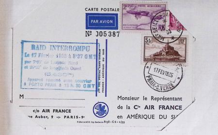 51 premiers vols de France dans un album souple bleu ancien 1935 - 1940 dont 4 Daguins "100ème traversée aérienne de l'Atlantique Sud" (1936)