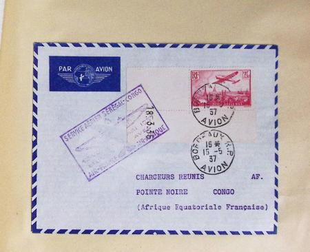 51 premiers vols de France dans un album souple bleu ancien 1935 - 1940 dont 4 Daguins "100ème traversée aérienne de l'Atlantique Sud" (1936)