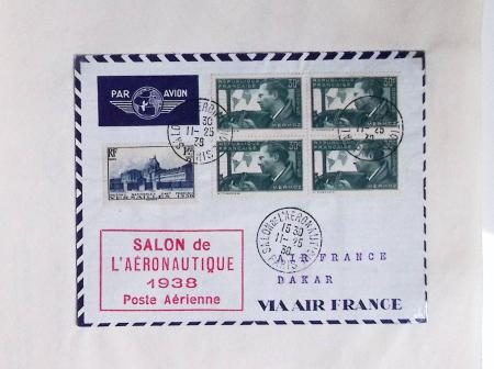 51 premiers vols de France dans un album souple bleu ancien 1935 - 1940 dont 4 Daguins "100ème traversée aérienne de l'Atlantique Sud" (1936)