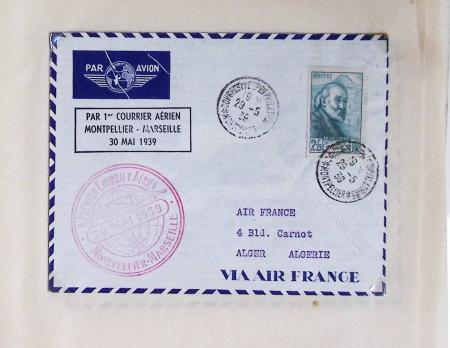 51 premiers vols de France dans un album souple bleu ancien 1935 - 1940 dont 4 Daguins "100ème traversée aérienne de l'Atlantique Sud" (1936)