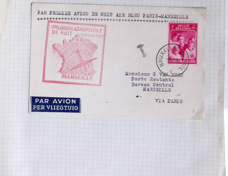 51 premiers vols de France dans un album souple bleu ancien 1935 - 1940 dont 4 Daguins "100ème traversée aérienne de l'Atlantique Sud" (1936)