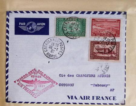 Collection de 66 premiers vols dont 1ères liaisons Aéromaritime 1937 (Afrique) - Indochine dont 5 premiers vols Hanoï - Hong Kong 1938