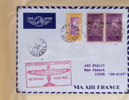 Collection de 66 premiers vols dont 1ères liaisons Aéromaritime 1937 (Afrique) - Indochine dont 5 premiers vols Hanoï - Hong Kong 1938