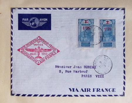 Collection de 66 premiers vols dont 1ères liaisons Aéromaritime 1937 (Afrique) - Indochine dont 5 premiers vols Hanoï - Hong Kong 1938