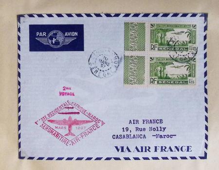 Collection de 66 premiers vols dont 1ères liaisons Aéromaritime 1937 (Afrique) - Indochine dont 5 premiers vols Hanoï - Hong Kong 1938