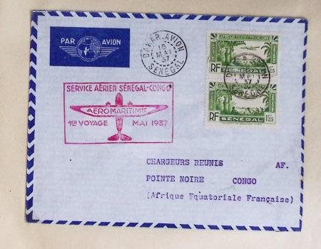 Collection de 66 premiers vols dont 1ères liaisons Aéromaritime 1937 (Afrique) - Indochine dont 5 premiers vols Hanoï - Hong Kong 1938