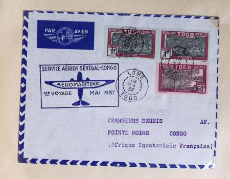 Collection de 66 premiers vols dont 1ères liaisons Aéromaritime 1937 (Afrique) - Indochine dont 5 premiers vols Hanoï - Hong Kong 1938