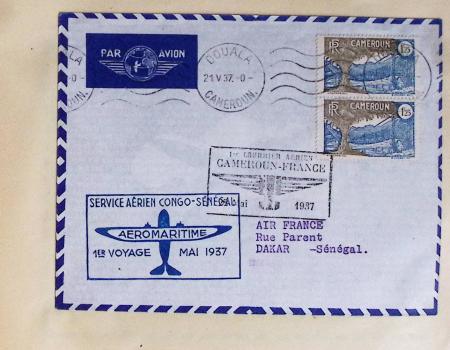 Collection de 66 premiers vols dont 1ères liaisons Aéromaritime 1937 (Afrique) - Indochine dont 5 premiers vols Hanoï - Hong Kong 1938