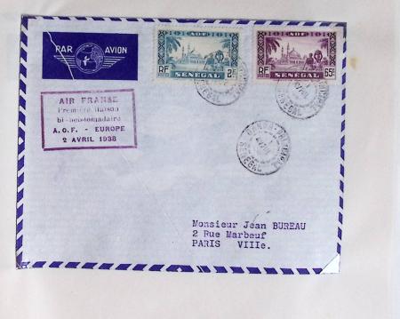 Collection de 66 premiers vols dont 1ères liaisons Aéromaritime 1937 (Afrique) - Indochine dont 5 premiers vols Hanoï - Hong Kong 1938