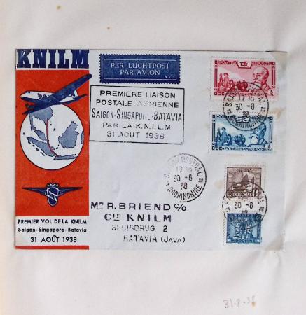 Collection de 66 premiers vols dont 1ères liaisons Aéromaritime 1937 (Afrique) - Indochine dont 5 premiers vols Hanoï - Hong Kong 1938