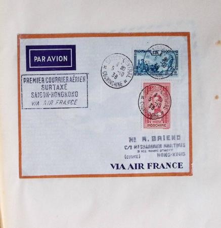 Collection de 66 premiers vols dont 1ères liaisons Aéromaritime 1937 (Afrique) - Indochine dont 5 premiers vols Hanoï - Hong Kong 1938