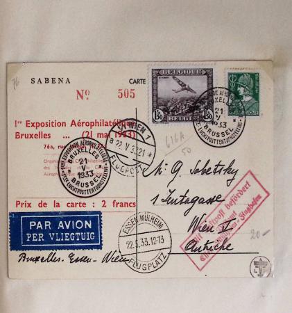 45 premiers vols de Belgique (1930 - 1938) dans un album souple brun ancien