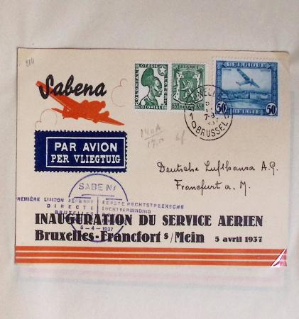 45 premiers vols de Belgique (1930 - 1938) dans un album souple brun ancien