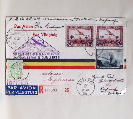 45 premiers vols de Belgique (1930 - 1938) dans un album souple brun ancien