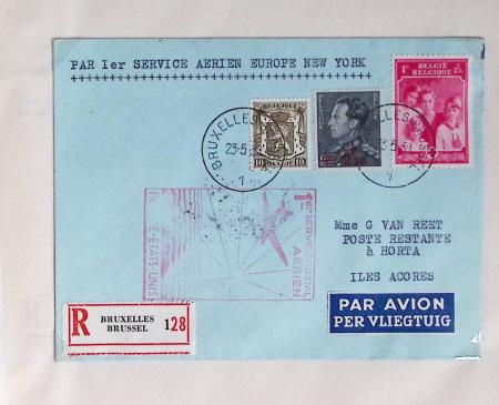 Belgique. 43 premiers vols 1938 - 1939 dont 2 Zeppelins vers l'Allemagne, dans un album souple brun ancien