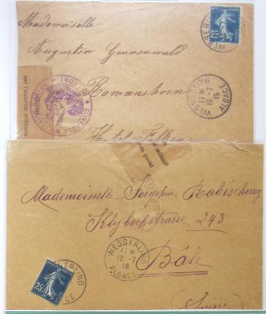 1914-18 Alsace reconquise, lot de lettres des célèbres