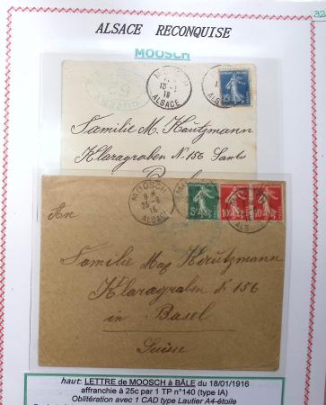 1914-18 Alsace reconquise, lot de lettres des célèbres