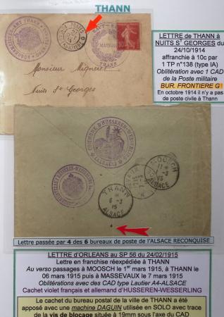 1914-18 Alsace reconquise, lot de lettres des célèbres