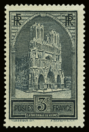 N°259b 3f Cathédrale de Reims, Type III, neuf **, TB.