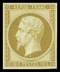 N°9e 10c bistre jaune, réimpression de 1862, neuf *,