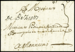 7 lettres avec marques postales de Béziers dont L1A (1702), L2 (1748), L6 (1769), L8 (1778), L7A (1784), L7 (1784)