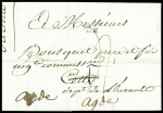 Lettre de Marseille pour Cette réexpédiée à Agde avec au verso marque manuscrite "Deb de Cette" (ind 18 - 1803). TB