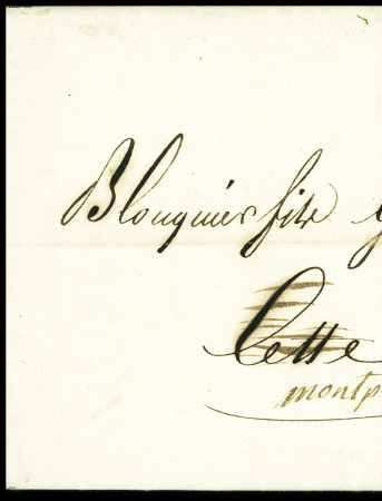 Lettre avec au verso MP "Deb 33 Cette" (1821 - ind 16). TB