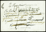Lettre de Bordeaux pour Cette réexpédiée à Bordeaux avec au verso MP "Deb 33 Cette" (1812 - ind 16). TB