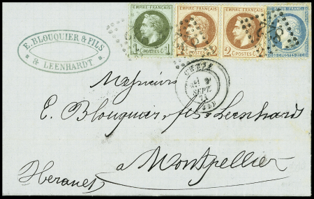 N°25 + 26, 2 pièces + 37 OBL GC 822 + T17 Cette (9 sept 71) sur lettre. TB