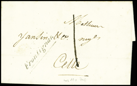 2 lettres : double cursive "33 Frontignan Montpellier" (1827 - ind 18) et cursive "33 Frontignan" (1838 - ind 11). TB