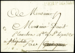 Lettre avec MP "Perpignan" et au verso marque manuscrite "Deb de Ganges" (L4 - ind 20). TB