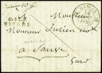 Lettre avec MP "P 33 P Ganges" + CAD type 12 "Ganges (33)" (14 dec 1830). Belle association