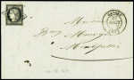 N°3 OBL grille + T14 Ganges (1849) sur lettre, ind 16. TB