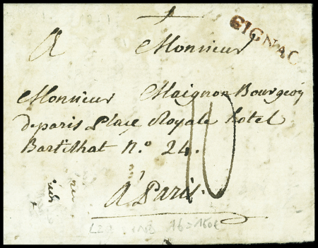 5 lettres avec MP "Gignac" (L2 rouge - 3 pièces et L2A noir - 2 pièces), ind 12 et ind 16. TB