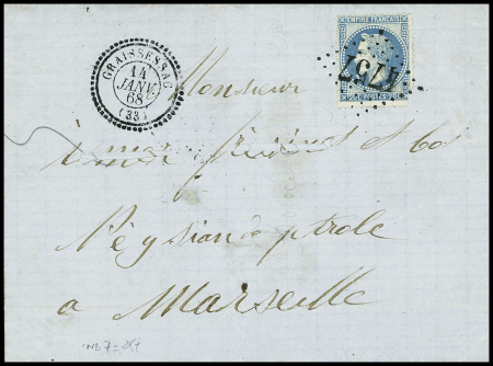 N°37 + 42 OBL GC 4757 + T24 Graissessac (25 sept 71) sur devant de lettre et n°29 OBL GC 4757 + T22 Graissessac (1868) sur lettre. TB