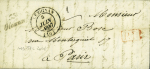 Lettre avec cursive "33 Olonzac" + 14 Lézignan (1847), ind 17. TB