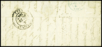 Lettre avec cursive "33 Olonzac" + 14 Lézignan (1847), ind 17. TB