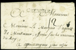 Lettre de Grenoble pour Arpaillargues par Uzès avec au verso marque manuscrite "Déboursé de Lunel" (1767 - L3), ind 19. TB