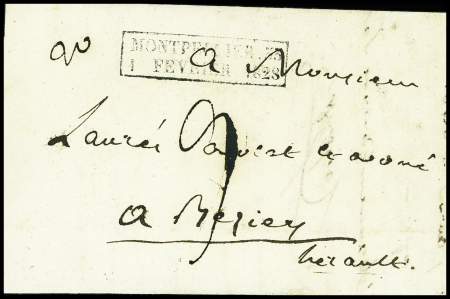 Cachet rectangulaire d'essai "Montpellier. 33 1 février