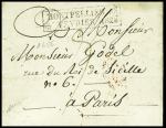 Cachet rect d'essai "Montpellier 33  5 février 1828". TB