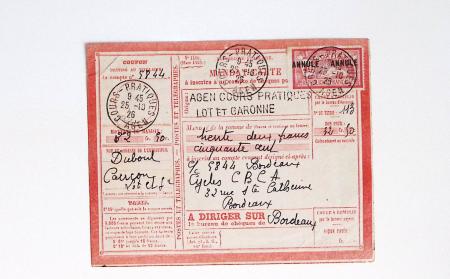 Bon lot de 86 plis ou devants de lettre avec timbres des cours d'instruction et timbres fictifs dont mandats-poste et mandats-cartes AFF Semeuses