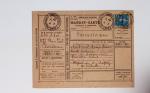 Bon lot de 86 plis ou devants de lettre avec timbres des cours d'instruction et timbres fictifs dont mandats-poste et mandats-cartes AFF Semeuses