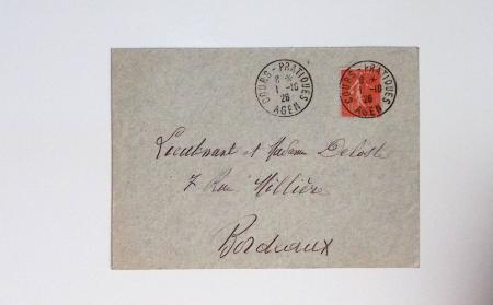 Bon lot de 86 plis ou devants de lettre avec timbres des cours d'instruction et timbres fictifs dont mandats-poste et mandats-cartes AFF Semeuses