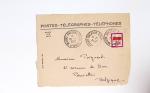 Bon lot de 86 plis ou devants de lettre avec timbres des cours d'instruction et timbres fictifs dont mandats-poste et mandats-cartes AFF Semeuses