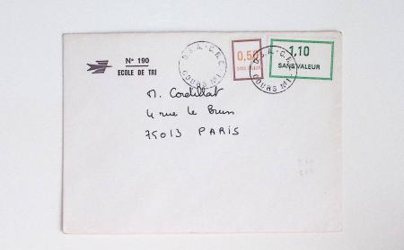 Bon lot de 86 plis ou devants de lettre avec timbres des cours d'instruction et timbres fictifs dont mandats-poste et mandats-cartes AFF Semeuses