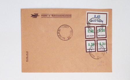 Bon lot de 86 plis ou devants de lettre avec timbres des cours d'instruction et timbres fictifs dont mandats-poste et mandats-cartes AFF Semeuses