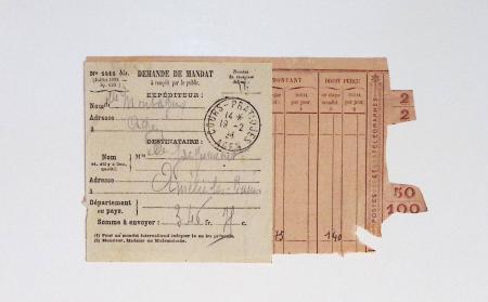 Bon lot de 86 plis ou devants de lettre avec timbres des cours d'instruction et timbres fictifs dont mandats-poste et mandats-cartes AFF Semeuses