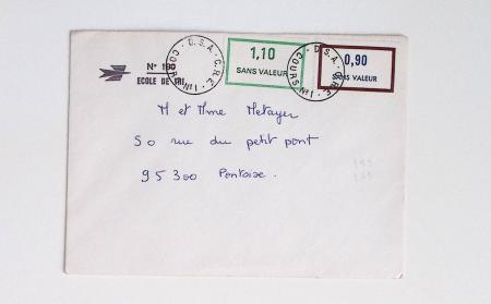 Bon lot de 86 plis ou devants de lettre avec timbres des cours d'instruction et timbres fictifs dont mandats-poste et mandats-cartes AFF Semeuses