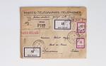 Bon lot de 86 plis ou devants de lettre avec timbres des cours d'instruction et timbres fictifs dont mandats-poste et mandats-cartes AFF Semeuses
